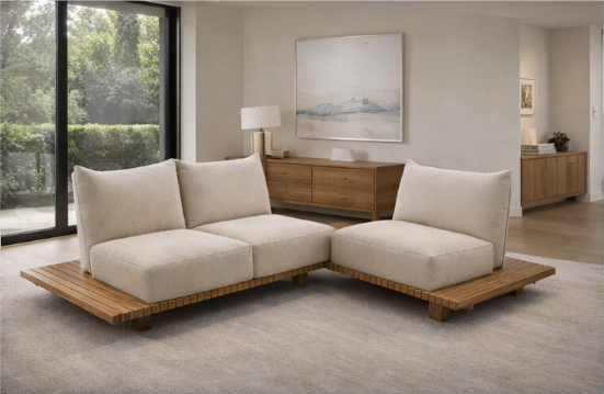 Boho Nest Wooden Slat Low-Seating Sofa